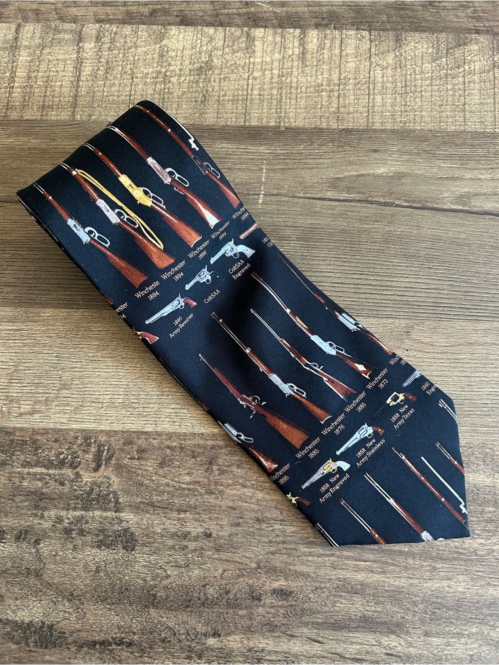 Vintage Museum Artifacts Silk Tie Classic Rifles & Revolvers Black Novelty Tie